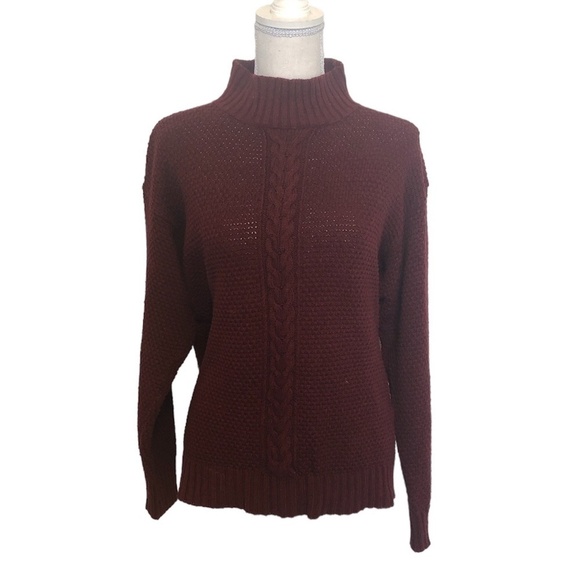Vintage WINTER SILKS Sweater Women's Size Large Red Mock Pullover Cable Knit - Picture 1 of 7